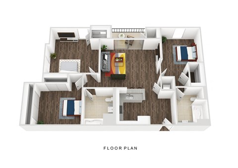 a floor plan of a 3 bedroom apartment